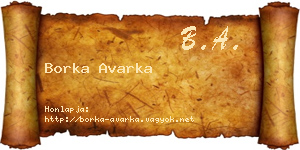 Borka Avarka névjegykártya